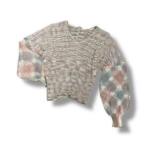 Pastel Knit Balloon Sleeve Sweater